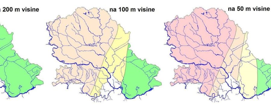 Gustina snage vetra za Vojvodinu u zavisnosti od nadmorske visine